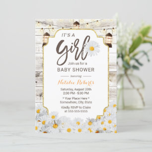 Invitación Flores de margarita rusas Chica Baby Shower