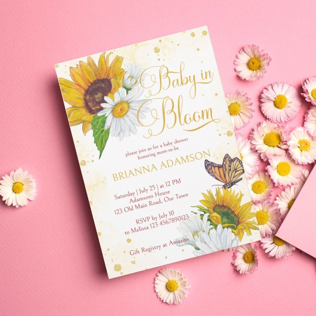 Invitación Flores de margarita salvajes bebé en una ducha de  (Subido por el creador)