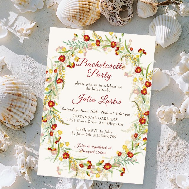 Invitación Flores de Marigold Foliage Bachelorette Party (Subido por el creador)