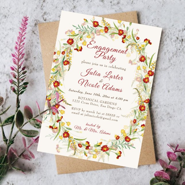 Invitación Flores de Marigold Silvestre Follaje Fiesta de Com (Subido por el creador)