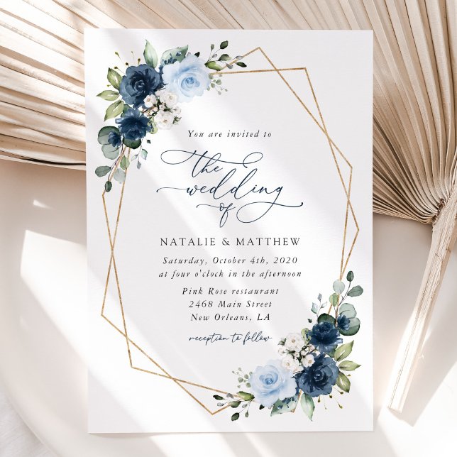Invitación Flores de marina, flores azules, boho, Boda floral (Subido por el creador)