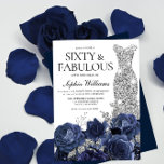 Invitación Flores de marina y vestido de diamante plateado<br><div class="desc">Flores de marina y vestido de diamante plateado Invite a cumplir 60 años Ver colección coincidente en Nicho y tienda de nidos</div>