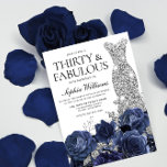Invitación Flores de marina y vestido de diamante plateado<br><div class="desc">Flores de marina y vestido de diamante plateado Invitación a 30 cumpleaños Ver colección coincidente en Nicho y Nest Store</div>