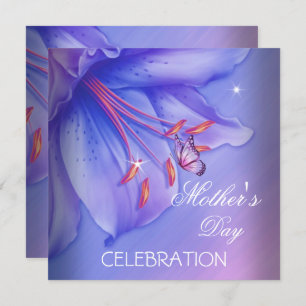 Invitación Flores de mariposa rosada en el día de la madre