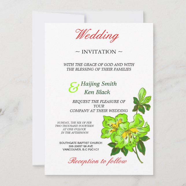 Invitación Flores de matrimonio orquídeas de limón invitadas  (Anverso)