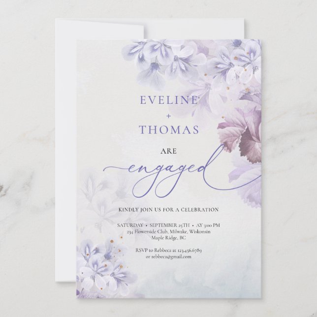 Invitación Flores de mauve rosa morado polvoriento primavera  (Anverso)