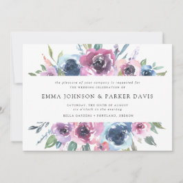 Invitación Flores de Medianoche | Boda floral azul y morada
