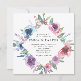 Invitación Flores de Medianoche | Boda Floral Azul y Morada