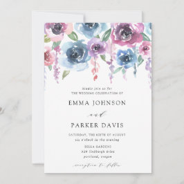 Invitación Flores de Medianoche | Boda Floral Azul y Morada