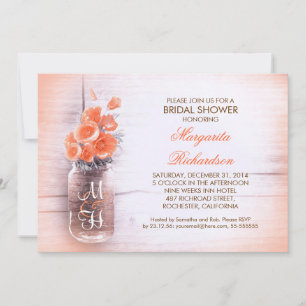 Invitación flores de melocotón elegantes ducha de barro de ma