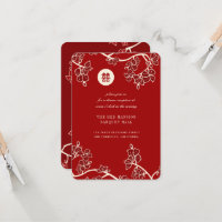 Flores de melocotón rojas 囍 Recepción de boda chin