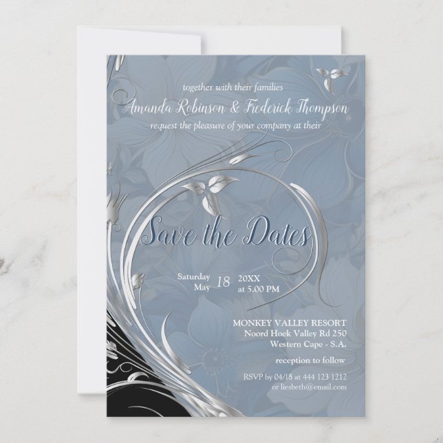 Invitación Flores de mezcla blanca pálida (Anverso)