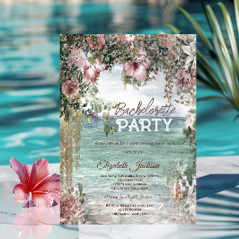 Invitación Flores de moda Bachelorette de Glass Ocean