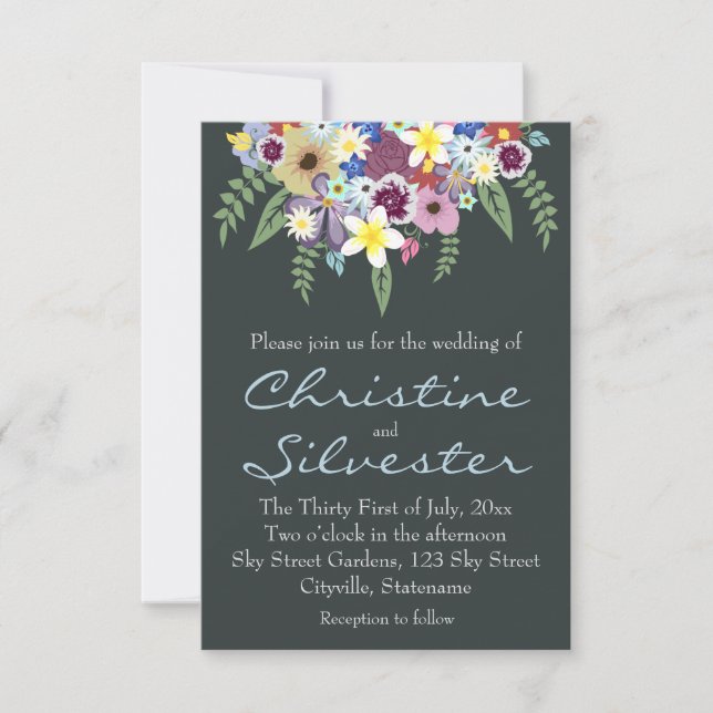 Invitación Flores de muelle, boda 3,5 x 5 (Anverso)