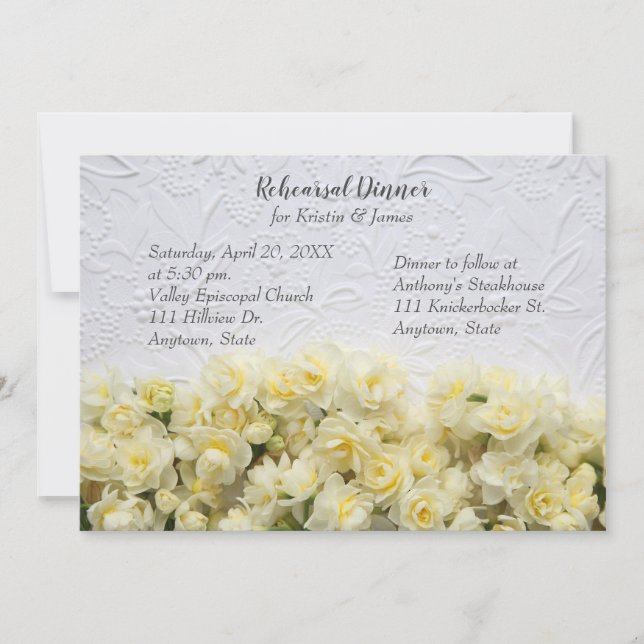 Invitación Flores de narciso contra papel textil (Anverso)