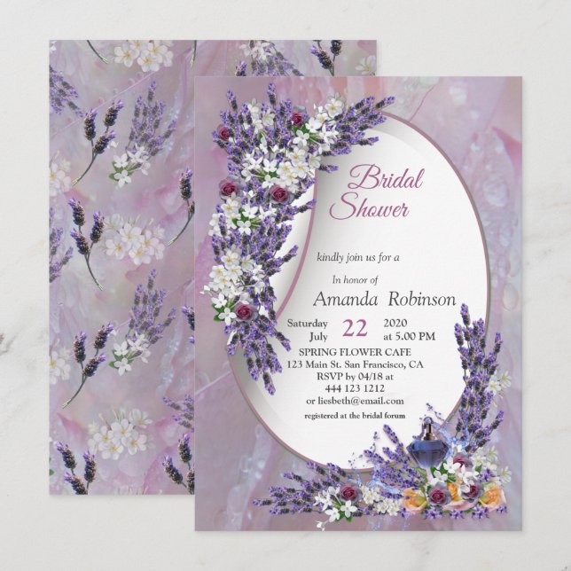Invitación Flores de Nardo y Lavanda (Anverso / Reverso)