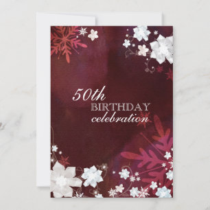 Invitación Flores de nieve en invierno 50 cumpleaños