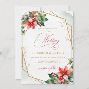 Invitación Flores de Nochebuena Invierno Navidad Boda