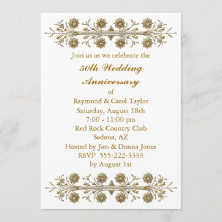 Invitación Flores de Oro 50 Aniversario de Boda