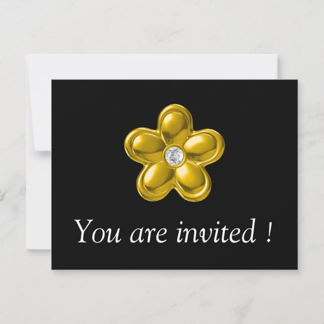 INVITACIÓN FLORES DE ORO CON DIAMANTE (Anverso)