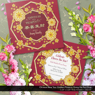 Invitación Flores de oro de Año Nuevo chino: Gong Hei Fat Cho