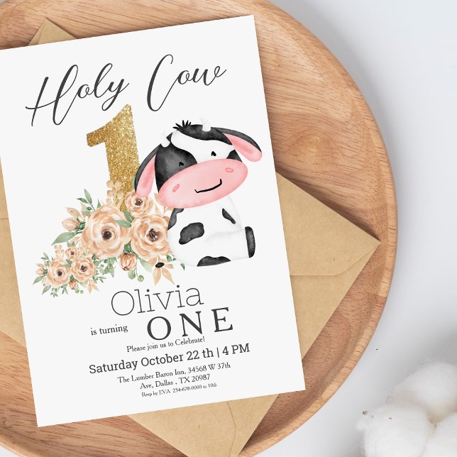 Invitación Flores de oro de vaca sagrada Fiesta de cumpleaños (Subido por el creador)