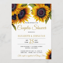 Invitación Flores de oro rusas moda elegante ducha pareja