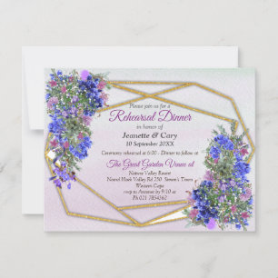 Invitación Flores de oro y lavanda geométricasTema