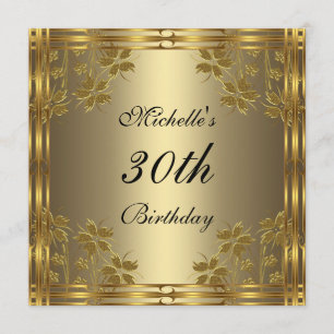 Invitación Flores de oro y oro en bronce negro