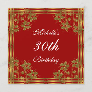 Invitación Flores de oro y oro rojas