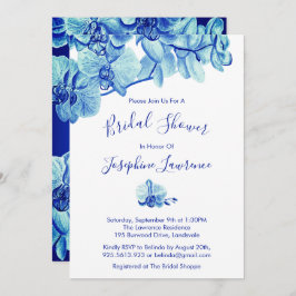 Invitación Flores de orquídea azul radiante Ducha de novia