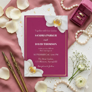 Invitación flores de orquídea blanca elegante boda