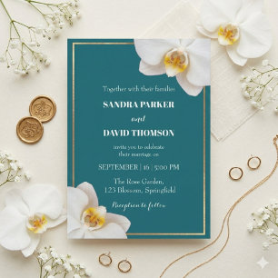Invitación flores de orquídea blanca elegante boda