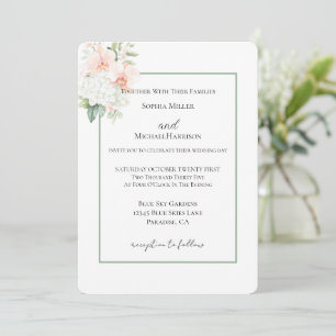 Invitación Flores de orquídea de boda con toque rosa melocotó
