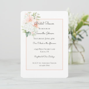 Invitación Flores de Orquídea Melocotón Blanco para Despedida