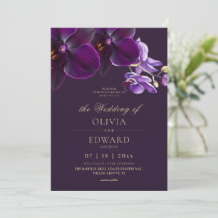 Invitación Flores de orquídea púrpura boda
