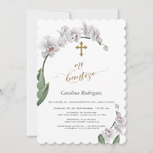 Invitación Flores de orquídeas blancas Delicadas cruzan mi Ba (Anverso)