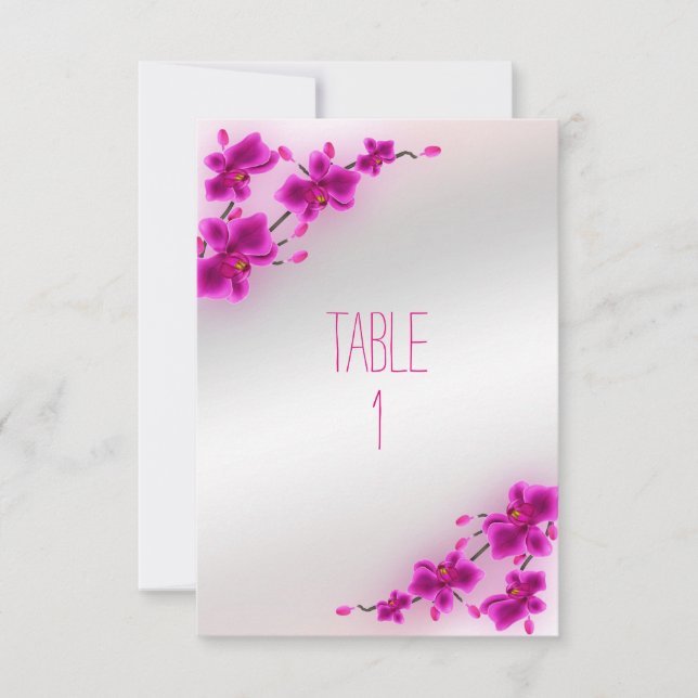 Invitación Flores de orquídeas Elegante Boda Floral Número de (Anverso)