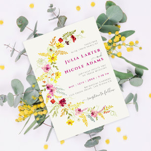 Invitación Flores de orquídeas violetas rosadas salvajes Boda