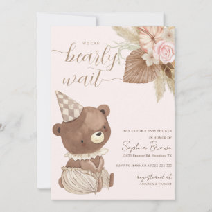 Invitación Flores de oso y boho Género Baby Shower neutral