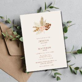 Invitación Flores de Otoño Boho Boda Rústica al Aire Libre