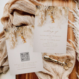 Invitación Flores de otoño con Boda de código QR