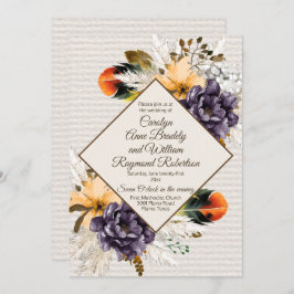 Invitación Flores de otoño con Boda de hierbas y plumas de Pa