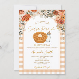 Invitación Flores de otoño Cutie Pie Gingham Fall Baby Shower