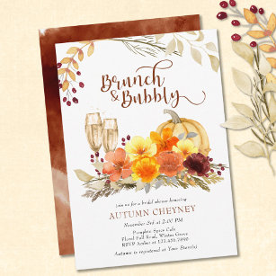 Invitación Flores de otoño de brunch y burbujeantes ducha de 