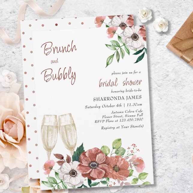 Invitación Flores de otoño de brunch y burbujeantes ducha de  (Subido por el creador)