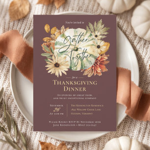 Invitación Flores de Otoño de Calabaza de Acción de Gracias C