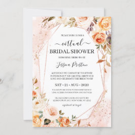 Invitación Flores de otoño: ducha geométrica virtual de novia