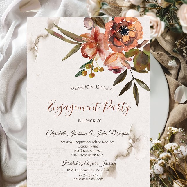 Invitación Flores de otoño en acuarela (Subido por el creador)
