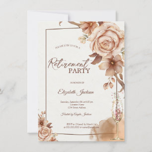 Invitación Flores de Otoño en Acuarela Cumpleaños con Champán